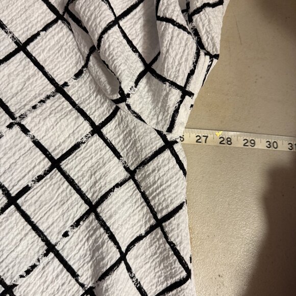 Vintage Moonlight Rayon Blend Tunic Top XXL | Black White Windowpane Plaid Butto - Picture 7 of 8